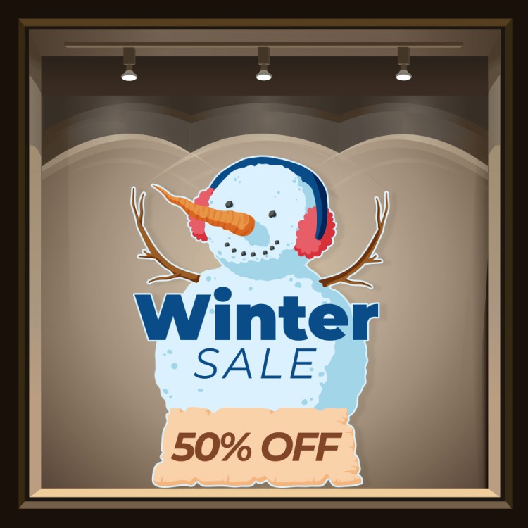 Αυτοκόλλητο Βιτρίνας 50% Off Snowman